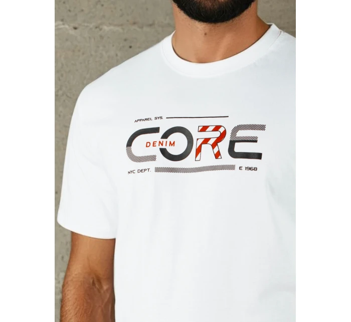 Pánské bílé tričko s potiskem FashionStreet RX5418