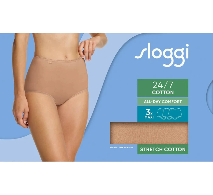 sloggi 24/7 Cotton Maxi C3P - BROWN - SLOGGI BROWN - SLOGGI