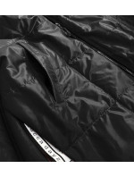 Černá dámská bunda s barevnou kapucí (7722)