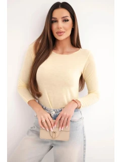 Dámská svetr z model 21937964 s kulatým výstřihem a dlouhým rukávem žlutá - K-Fashion