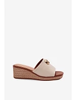 Dámské sandály na platformě s pleteniny Béžové model 22101415 - SERGIO LEONE Dámské sandály na platformě s pleteniny Béžové model 22101415 - SERGIO LEONE