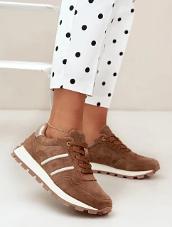 Dámské tenisky z pravé kůže  Tmavě béžové model 22324114 - D&A