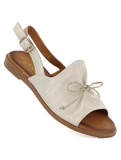 Dámské kožené sandály se zlatou mašlí model 22116324 - Cambell