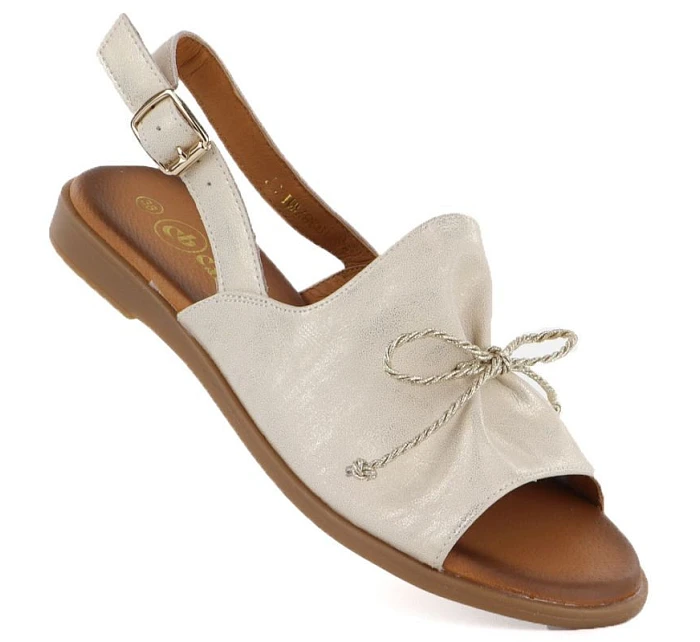 Dámské kožené sandály se zlatou mašlí model 22116324 - Cambell