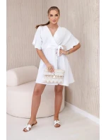 Mušelínové šaty s pasem ecru