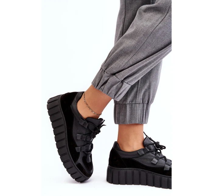 Dámské kožené sportovní boty na platformě M01/1 Zazoo Černé