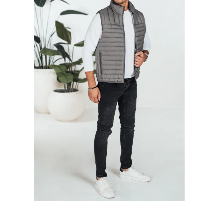 Pánská prošívaná tmavě šedá vesta FashionStreet TX5081