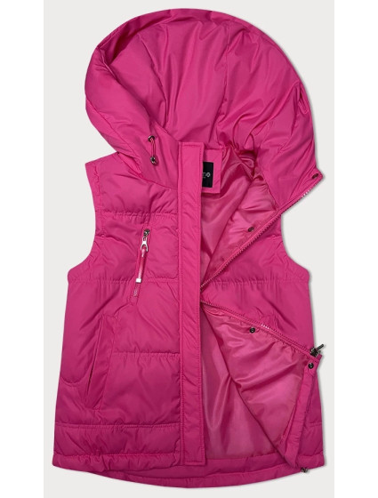 Volná růžová dámská vesta s kapucí (2655)