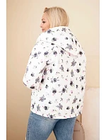 Dámská jarní bunda Plus Size s drobným květinovým vzorem grafitová