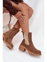 Dámské zateplené chelsea boty na klínovém podpatku tmavě béžové Zoralia Dámské zateplené chelsea boty na klínovém podpatku tmavě béžové Zoralia