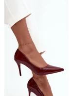 Lakované ekokůže dámské lodičky s  bordó model 21711357 - Boto