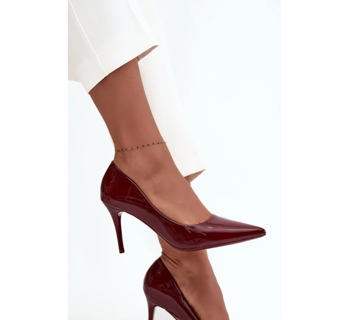 Lakované ekokůže dámské lodičky s  bordó model 21711357 - Boto