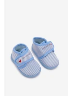 Dětské papuče na suchý zip s pruhy modré Lavelle Dětské papuče na suchý zip s pruhy modré Lavelle