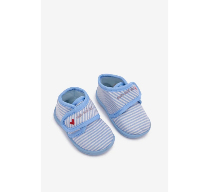 Dětské papuče na suchý zip s pruhy modré Lavelle Dětské papuče na suchý zip s pruhy modré Lavelle