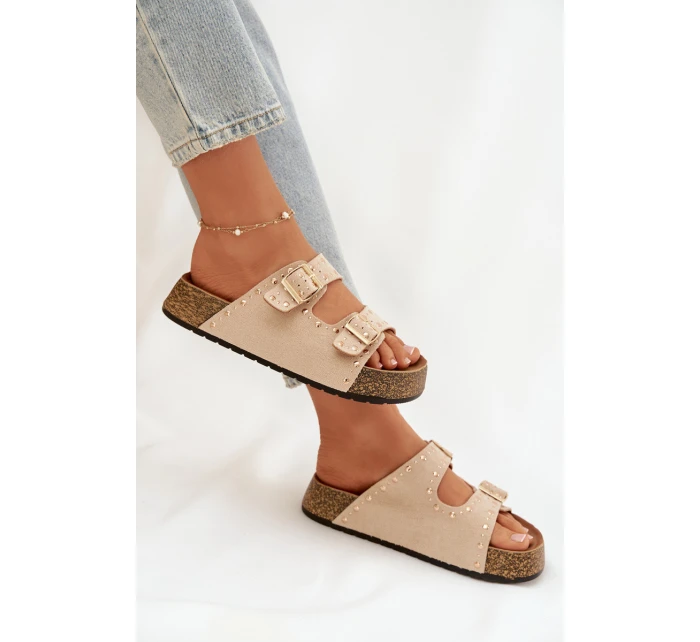 Dámské pantofle se zlatými a knoflíky model 21919013 - Boto Dámské pantofle se zlatými a knoflíky model 21919013 - Boto