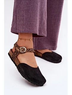 Kožené semišové dámské sandály s uzavřenými prsty Maciejka H7365-01 Černé