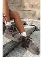 Dámské kožené semišové zimní boty Big Star model 22386333 hnědé - Big Star Shoes
