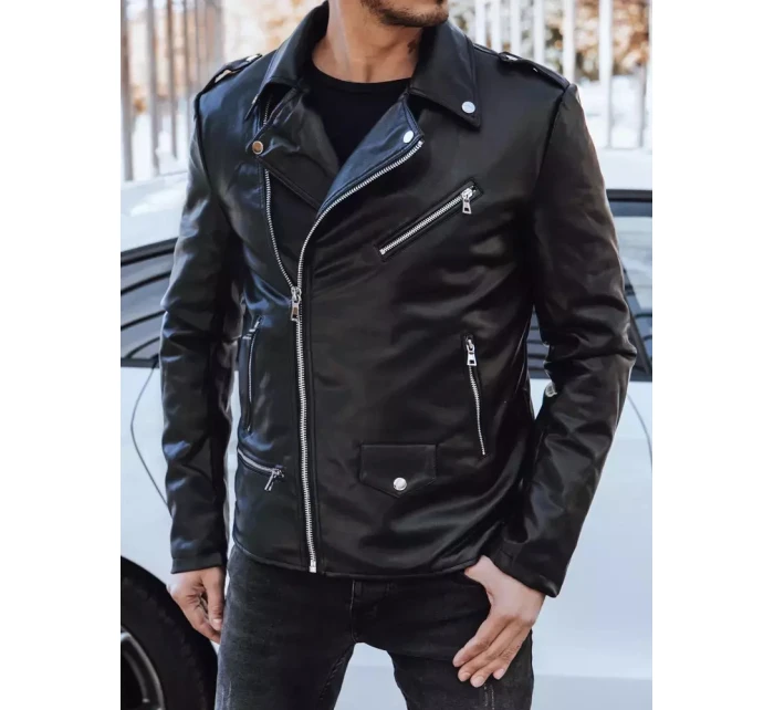 Pánská kožená bunda černá FashionStreet TX4276 Pánská kožená bunda černá FashionStreet TX4276