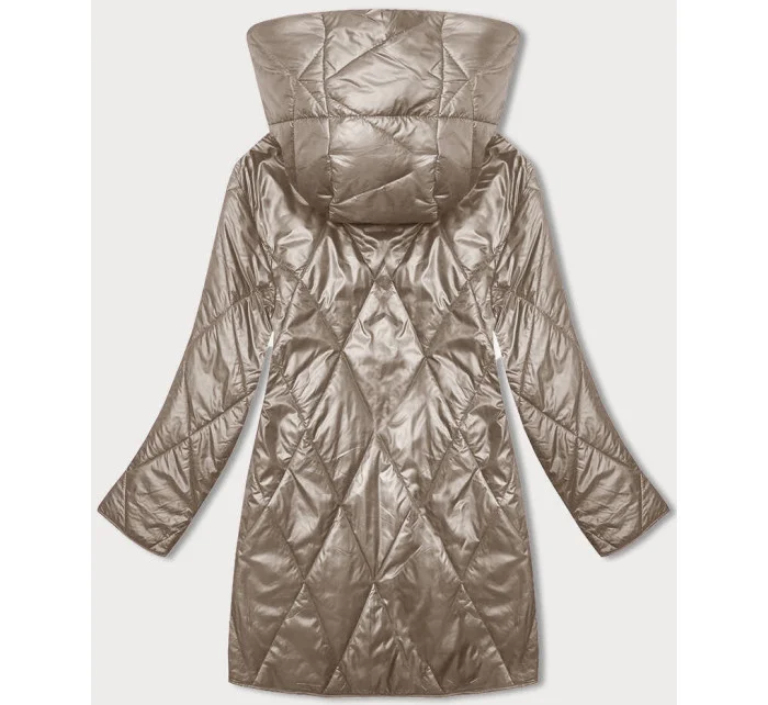 Dámská bunda v barvě cappuccino s ozdobnou kapucí model 19552458 - S'WEST