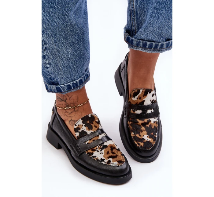 Kožené Ženy Mokasíny Maciejka 06250-01 Černá