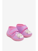 Dětské pantofle na suchý zip fialové Katline Dětské pantofle na suchý zip fialové Katline