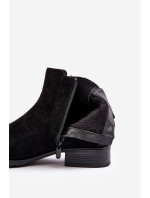 Dámské Chelsea boty na plochém podpatku, Černá Sauamia
