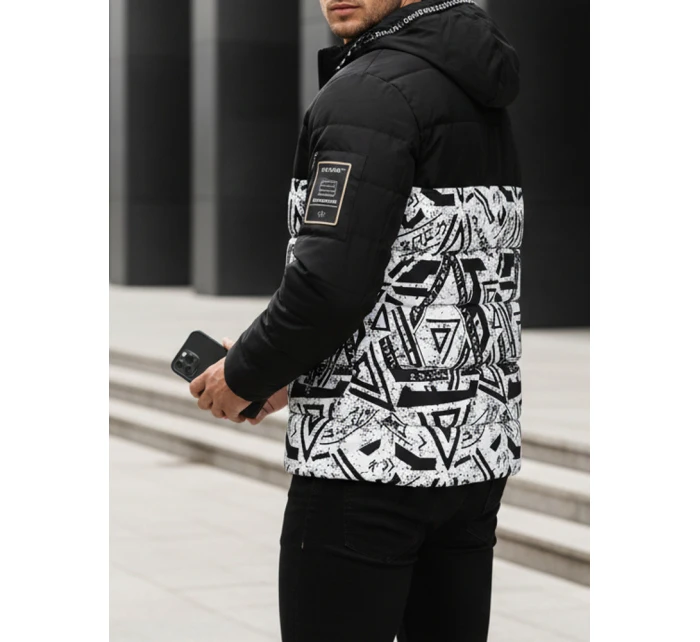 Pánská prošívaná zimní bunda s kapucí černá model 21995772 - Dstreet