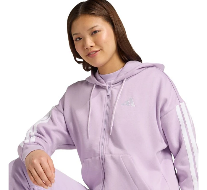 Dámská fleecová mikina Essentials 3Stripes s kapucí a zipem fialová model 21398873 - ADIDAS