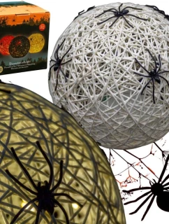 DEKORATIVNÍ KOULE VEDLA PAVOUK LAMPA 15CM HALLOWEEN BÍLÁ