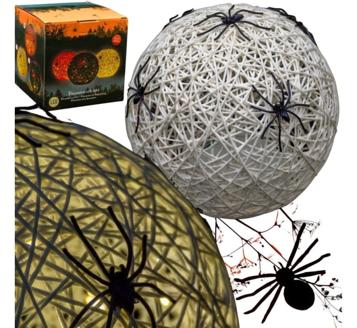 DEKORATIVNÍ KOULE VEDLA PAVOUK LAMPA 15CM HALLOWEEN BÍLÁ DEKORATIVNÍ KOULE VEDLA PAVOUK LAMPA 15CM HALLOWEEN BÍLÁ