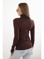 Dámský svetr z viskózy s rolákem a dlouhým rukávem hnědý Dámský svetr z viskózy s rolákem a dlouhým rukávem hnědý