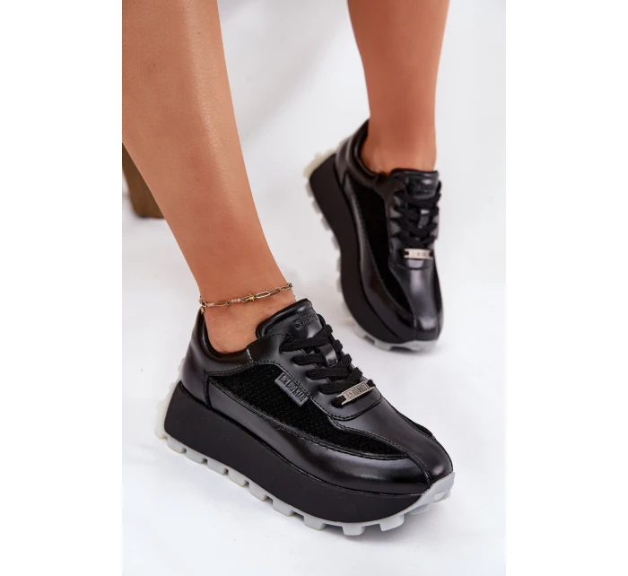 Dámské Kožené Tenisky Na Platformě Big Star RR274873 HI-POLY SYSTEM Černé Dámské Kožené Tenisky Na Platformě Big Star RR274873 HI-POLY SYSTEM Černé