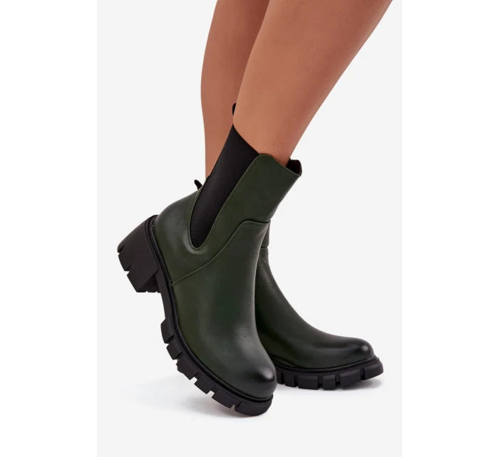 Dámské Boty Na Korku Eko Kůže Tmavě Zelené Kyra Dámské Boty Na Korku Eko Kůže Tmavě Zelené Kyra