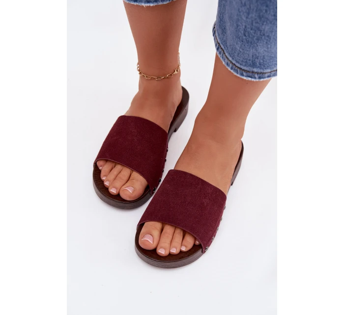 Dámské nazouváky s přezkami na nízkém podpatku Bordó Amelvessa