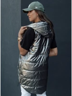 Dámská prošívaná dlouhá vesta s kapucí JESS tmavě šedá FashionStreet TY4446 Dámská prošívaná dlouhá vesta s kapucí JESS tmavě šedá FashionStreet TY4446