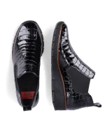 Kožené boty z hadí kůže Rieker W R474 černé Kožené boty z hadí kůže Rieker W R474 černé