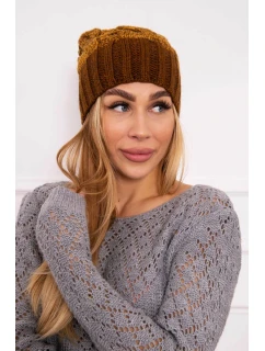 Paris fleecová čepice K213 hnědá+hořčičná