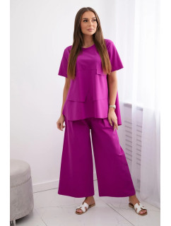 Komplet new punto kalhot + halenky tmavě fialová