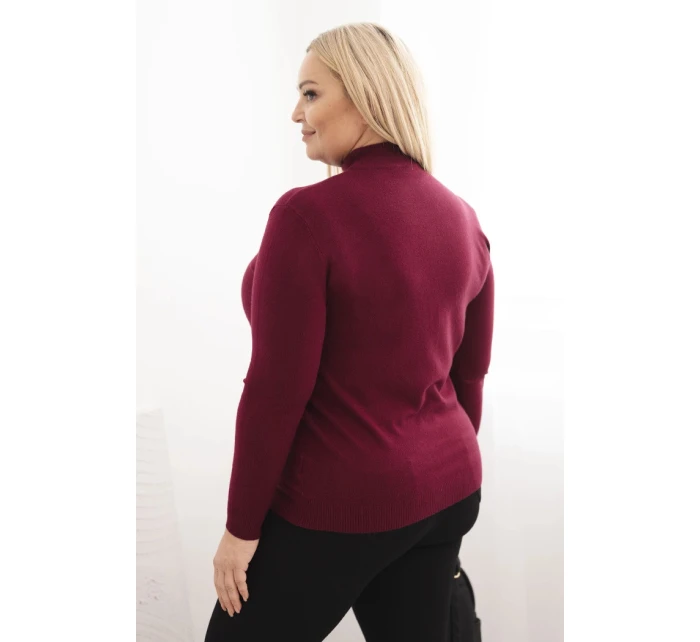 Dámský svetr Plus Size z viskózy s rolákem bordový