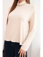 Dámská viskózová blůza s rolákem a dlouhým rukávem béžová Dámská viskózová blůza s rolákem a dlouhým rukávem béžová