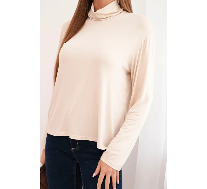 Dámská viskózová blůza s rolákem a dlouhým rukávem béžová Dámská viskózová blůza s rolákem a dlouhým rukávem béžová