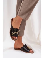 Kožené Ploché Elegantní Pantofle S Mašlí Lewski model 21684473 Černé - Boto Kožené Ploché Elegantní Pantofle S Mašlí Lewski model 21684473 Černé - Boto