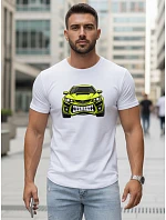 Pánské tričko s potiskem auta bílé FashionStreet NX5015R Pánské tričko s potiskem auta bílé FashionStreet NX5015R