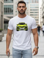 Pánské tričko s potiskem auta bílé FashionStreet NX5015R