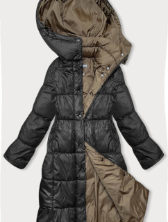 Dlouhá černá dámská zimní bunda (YP-22073-1)