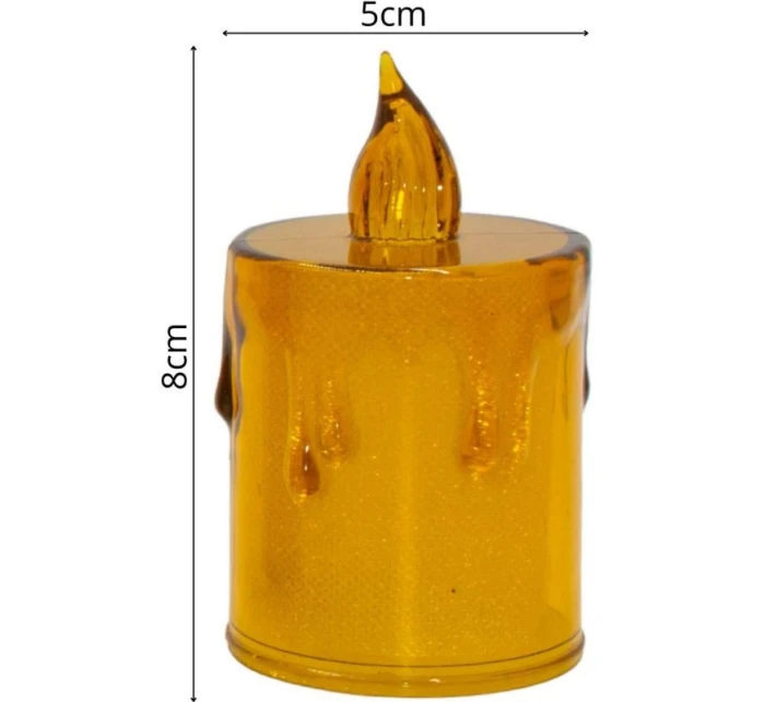 DEKORATIVNÍ SVÍČKA 8 CM JANTAROVÁ TEPLÁ BÍLÁ 1 LED