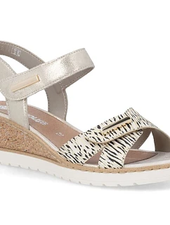 Dámské zlaté kožené sandály na platformě Remonte by Rieker R6266-90