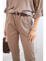 Dámské viskózové kalhoty s páskem a model 21407251 nohavicemi fango - K-Fashion