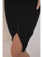 Dámská pruhovaná bavlněná sukně s rozparkem a ozdobnými knoflíky černá