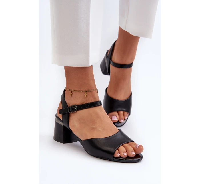 Dámské sandály na nízkém podpatku z ekologické kůže Sergio Leone SK876 Černé